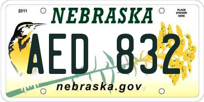 NE license plate AED832