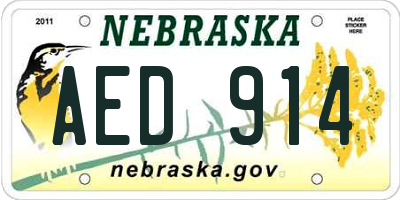 NE license plate AED914