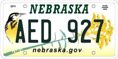 NE license plate AED927