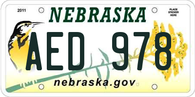 NE license plate AED978