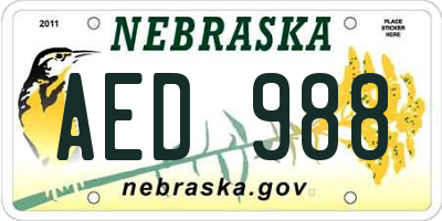 NE license plate AED988