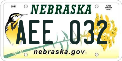 NE license plate AEE032