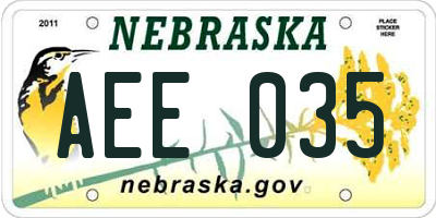 NE license plate AEE035