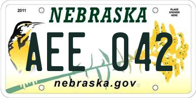 NE license plate AEE042