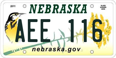 NE license plate AEE116