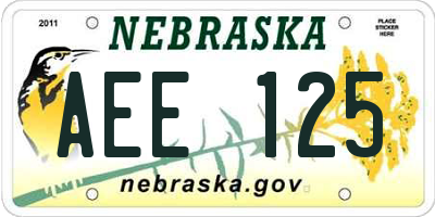 NE license plate AEE125