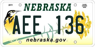 NE license plate AEE136