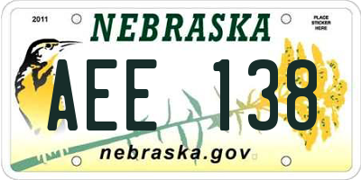 NE license plate AEE138