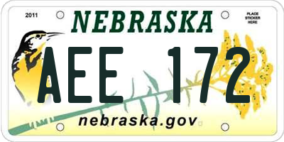 NE license plate AEE172