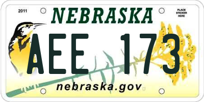 NE license plate AEE173
