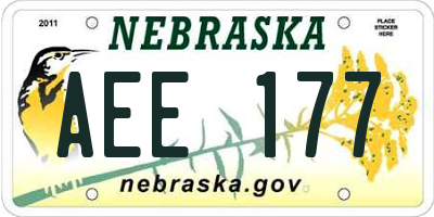 NE license plate AEE177