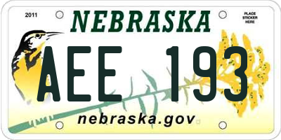 NE license plate AEE193