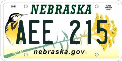 NE license plate AEE215