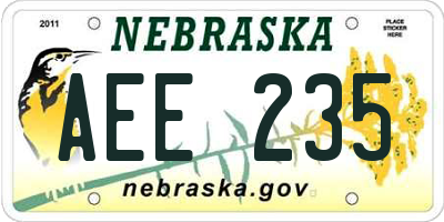 NE license plate AEE235