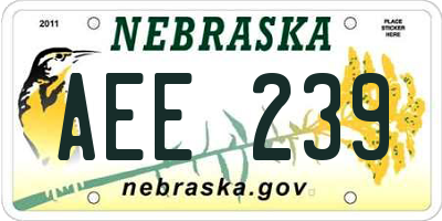 NE license plate AEE239