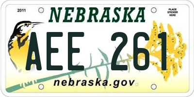 NE license plate AEE261