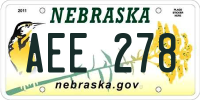 NE license plate AEE278