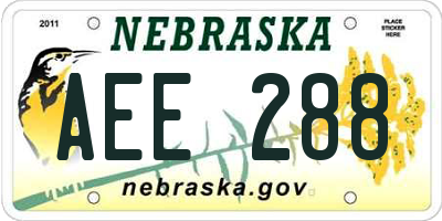 NE license plate AEE288