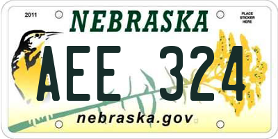 NE license plate AEE324