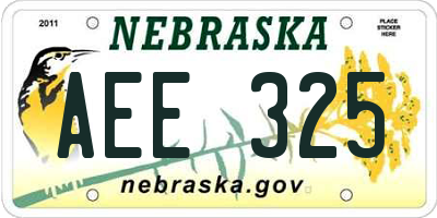 NE license plate AEE325