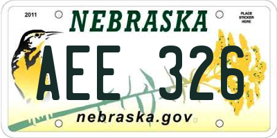 NE license plate AEE326
