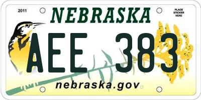 NE license plate AEE383