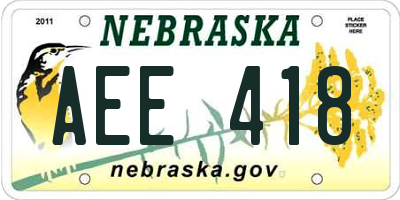 NE license plate AEE418