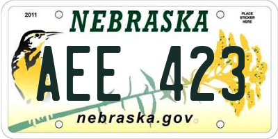 NE license plate AEE423