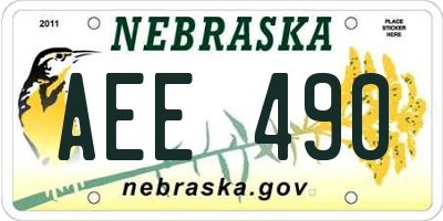 NE license plate AEE490