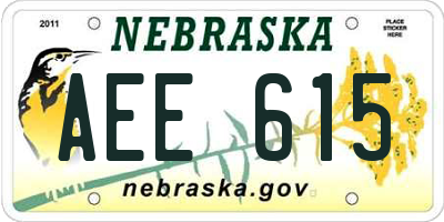 NE license plate AEE615