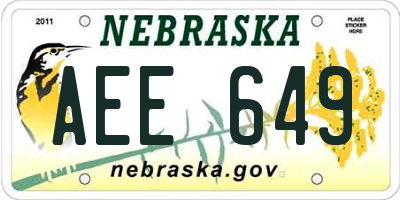 NE license plate AEE649