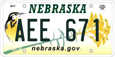 NE license plate AEE671
