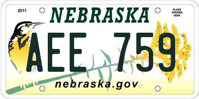 NE license plate AEE759