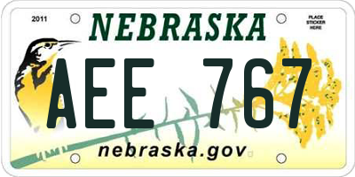 NE license plate AEE767