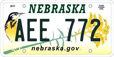 NE license plate AEE772
