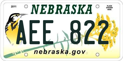 NE license plate AEE822