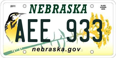 NE license plate AEE933