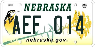 NE license plate AEF014