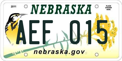 NE license plate AEF015