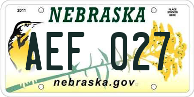 NE license plate AEF027