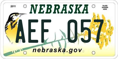 NE license plate AEF057