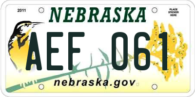 NE license plate AEF061