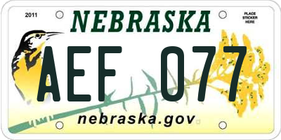 NE license plate AEF077