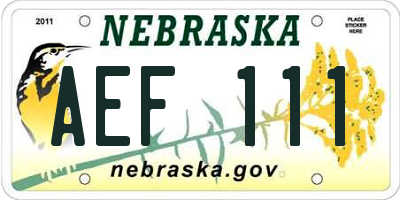 NE license plate AEF111