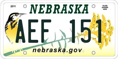 NE license plate AEF151