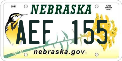 NE license plate AEF155