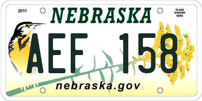 NE license plate AEF158