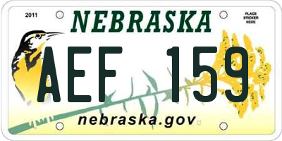 NE license plate AEF159