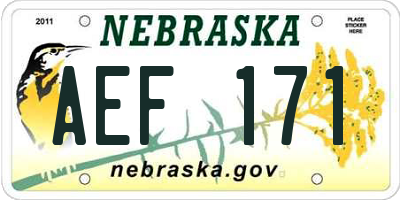 NE license plate AEF171