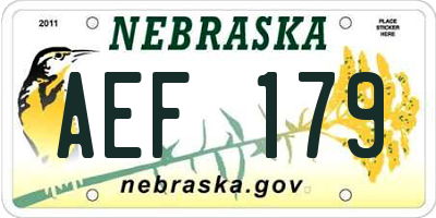 NE license plate AEF179